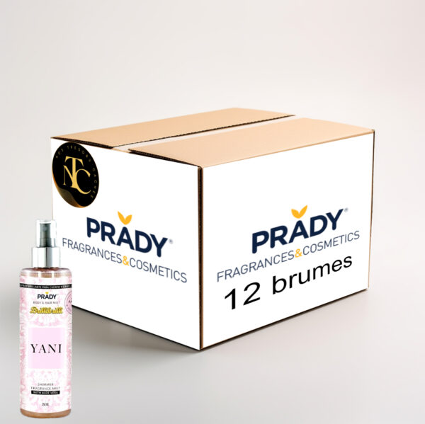 Carton 12 unités brume pour le corps et les cheveux scintillante Yani